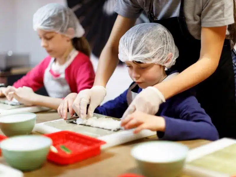 children making cultural food