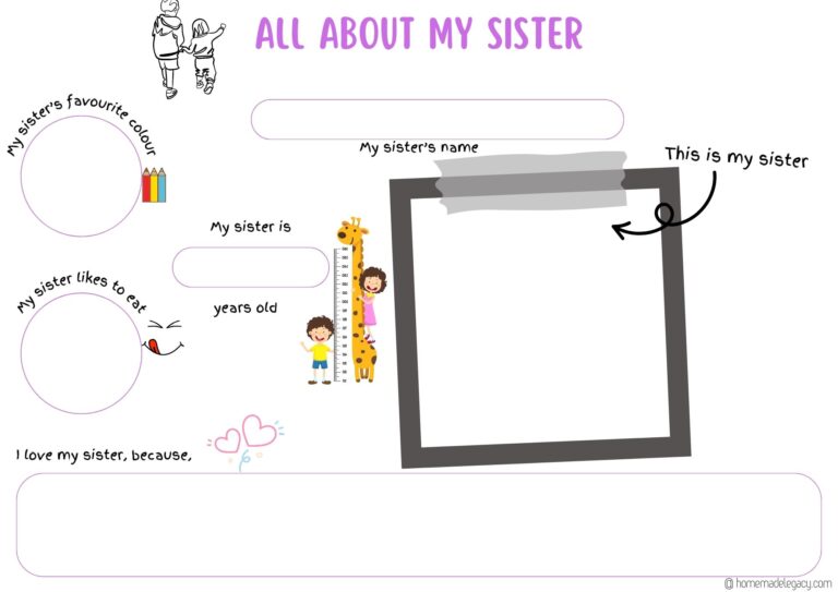 all about my sister printable