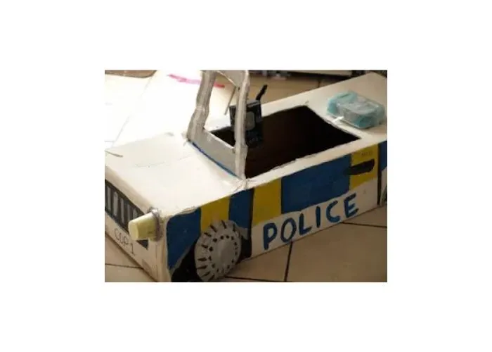 cardboard box craft police car