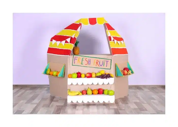 cardboard box fruit stall