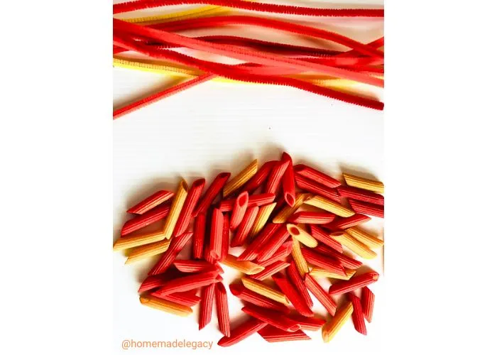 painted pasta with autumn colours