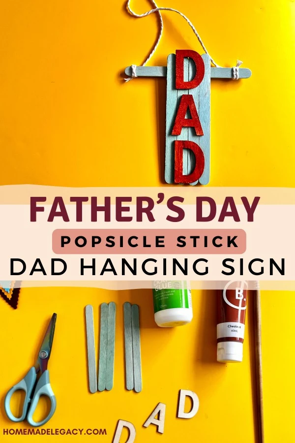 father's day popsicle stick hanging sign craft