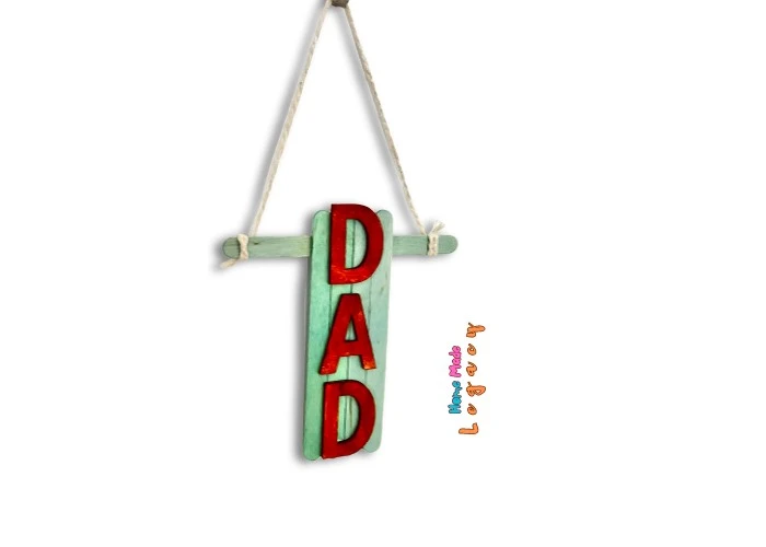 popsicle stick dad hanging sign