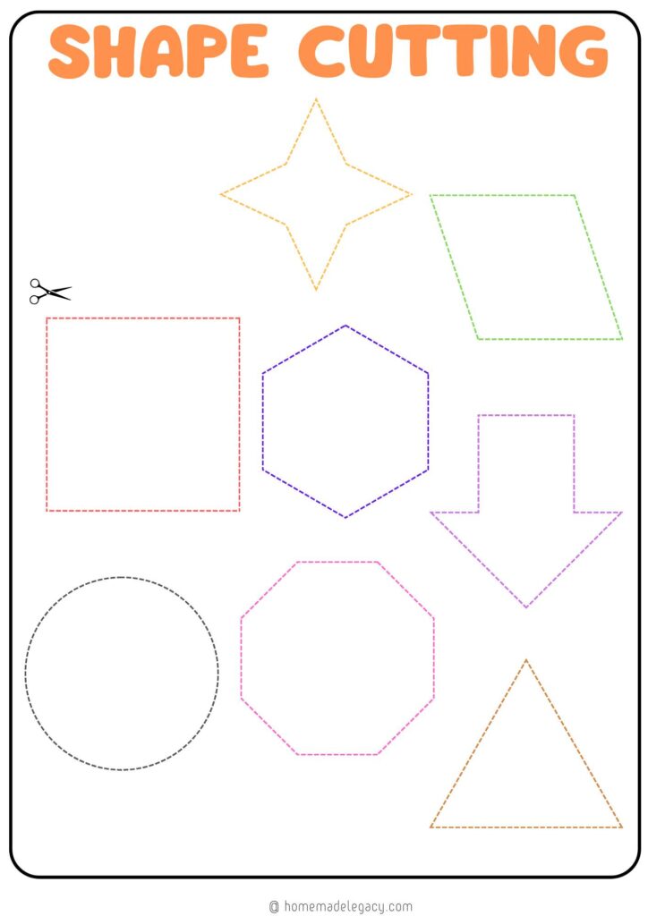 shape cutting practice worksheets for kids