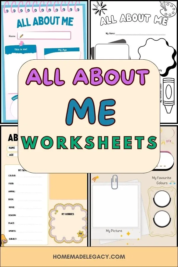 All About Me Worksheets For Kids