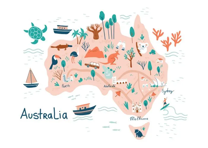 Learning about Australia with map