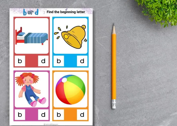 b or d beginning sound worksheets