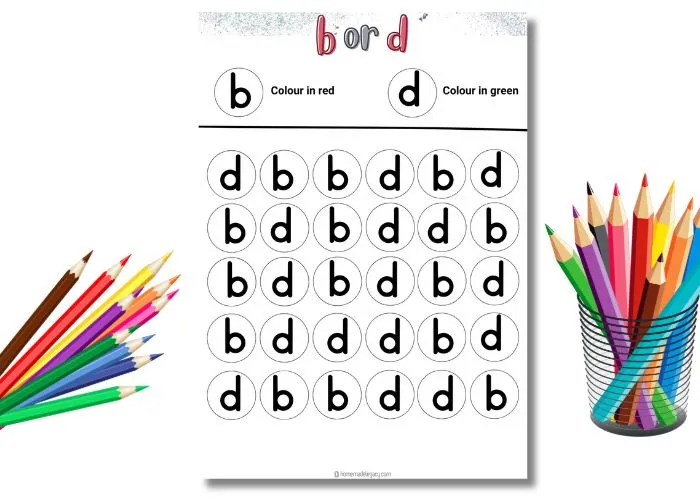 b or d colouring worksheets